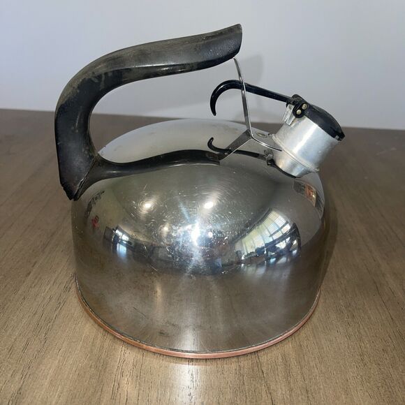 Revere Ware Signature Whistling 2 QT 1801 Copper Tea Pot Kettle - Picture 5 of 8